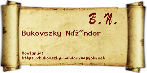 Bukovszky Nándor névjegykártya
